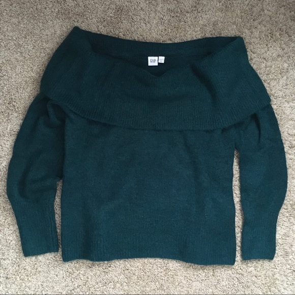 Emerald Green Gap Off Shoulder Sweater - Picture 5 of 6